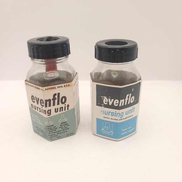 Vintage Set of 2 Evenflo Nursing Unit Baby Bottles - Picture 1 of 6
